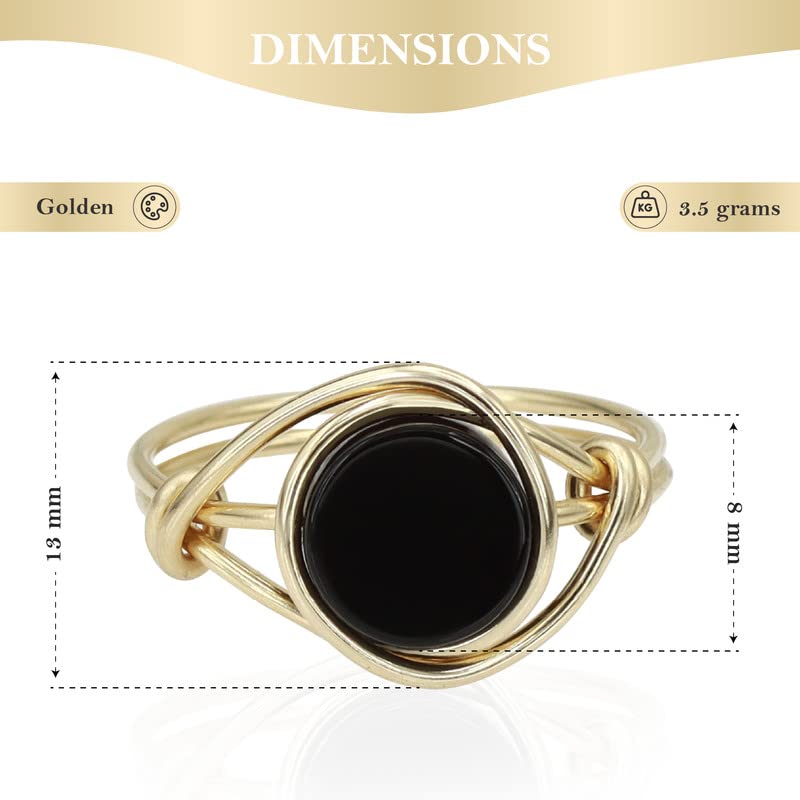 Ardonn Black Onyx Ring for Women - Unique Handmade Gold Filled Emphasizing the Stylish and Versatile Natural - Comfortable and Stylish Gemstone Ring 925 for birthdays and anniversaries (9)