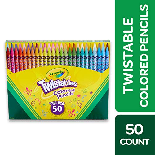 Crayola Twistables Colored Pencil Set (50ct), No Sharpen Colored Pencils For Kids, Kids Art Supplies for Back to School, 4+ [Amazon Exclusive]