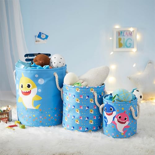 Marvel Spiderman 3 Piece Multi Size Fabric Nestable Toy Storage Basket Set, with Rope Carry Handles