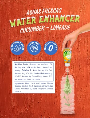 Klass Aguas Frescas | Liquid Water Enhancer | Sugar Free Naturally Flavored Cucumber-Limeade | Keto Friendly |1.62 Oz Pack of 4 (Makes 24 servings each) 0 Calories Per Serving