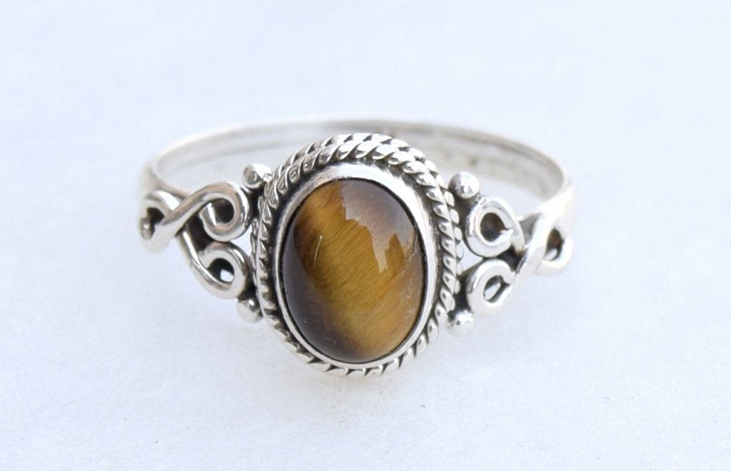 Tiger Eye Stone Ring 925 Sterling Silver Statement Ring For Women Handmade Rings Gemstone Christmas Promise Ring Size US 11 Gift For Her