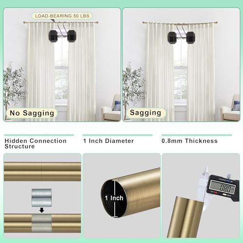 Lwiiom 2 Pack Wrap Around Curtain Rod for Windows 28-56", Internal Splicing 1 Inch Diameter Disc, Adjustable Room Darkening Curtain Rod with Aluminum Finials and Brackets, Antique Bronze