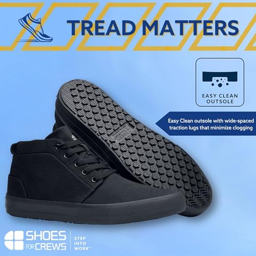 Shoes for Crews Cabbie II, Unisex Slip Resistant Work Shoes, Black, Size 10.5/12