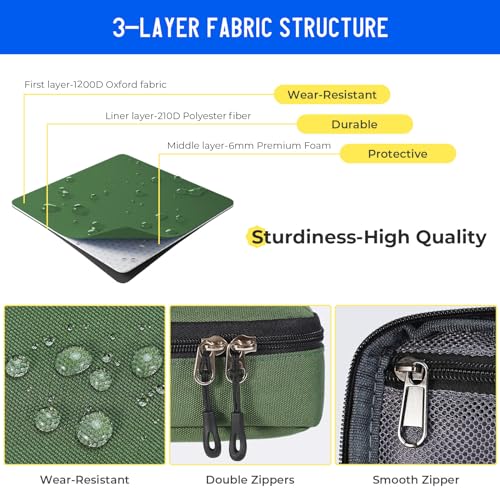 ECHSRT Big Pencil Case, Aesthetic Portable Zipper Pencil Bag with Hidden Pocket, Special Pencil Pouch for Men Women Adults, Stationery Organizer Pen Cases for Office Travel, Army Green Pencil Case