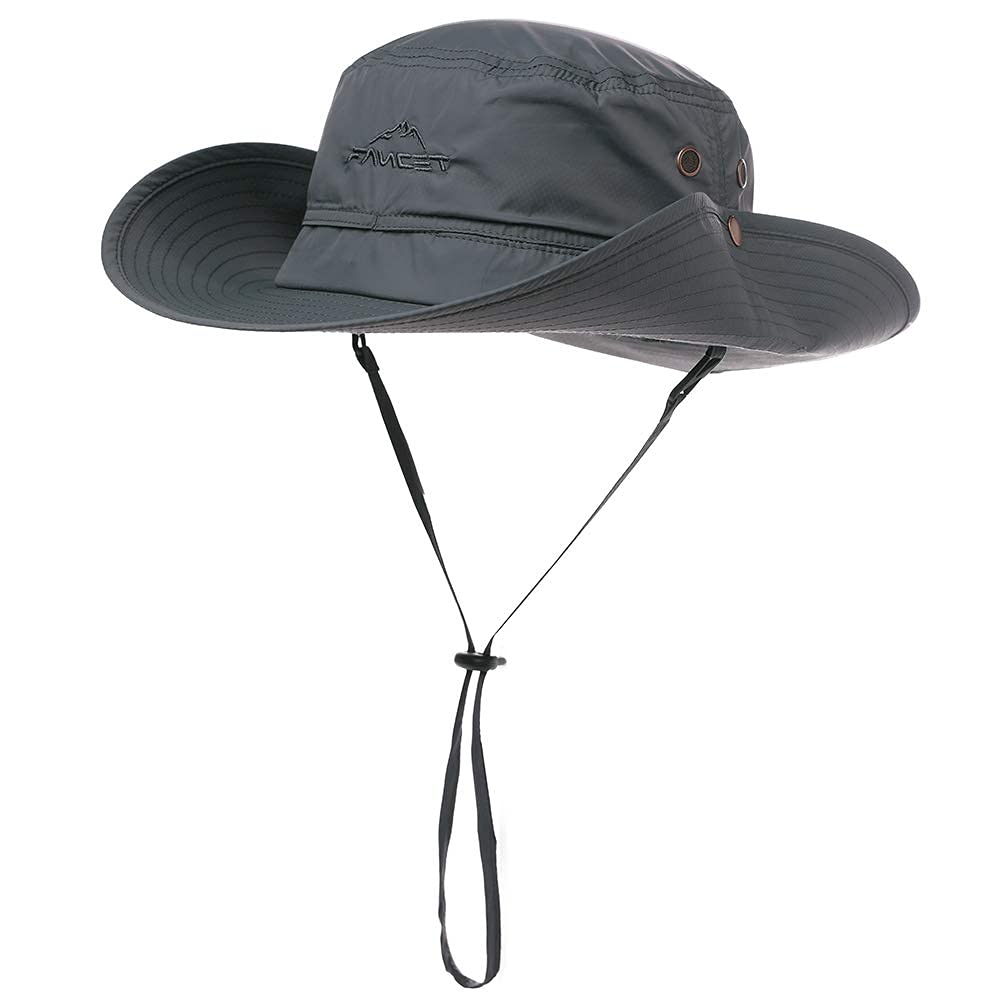 Comhats UPF 50 Sun Hats Wide Brim Summer Safari Hat Fishing Hiking Boonie Hats for Men Waterproof Dark Grey Large X-Large XL XXL Oversize