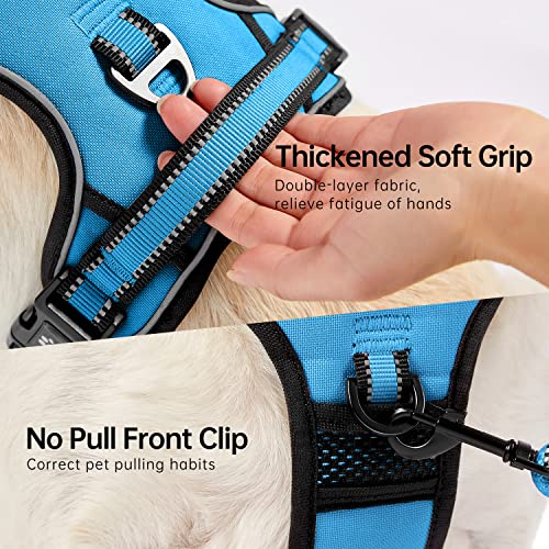 NESTROAD No Pull Dog Harness,Adjustable Oxford Dog Vest Harness with Leash,Reflective No-Choke Pet Harness with Easy Control Soft Handle for Small Dogs(Small,Vintage Blue)