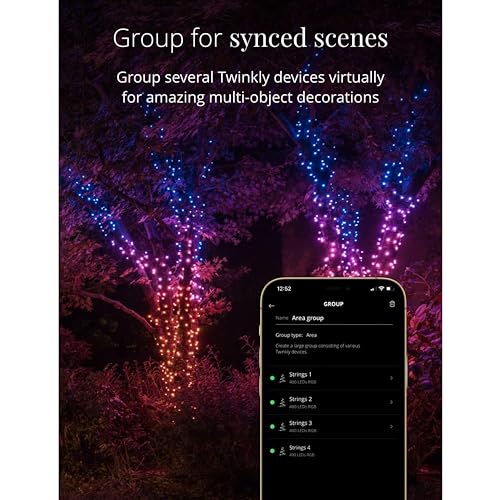 Twinkly Strings 100 LED RGB, LED Light String for Outdoor and Indoor, LED Lights Smart Multicolor, Compatible with HomeKit, Alexa and Google Home, LED Gaming, IP44, App Controlled, Green Wire, 26.2ft