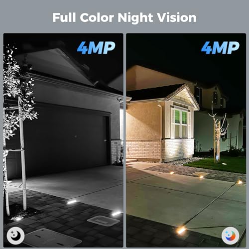 Hiseeu Solar Security Cameras Wireless Outdoor, Battery Powered 3K 4MP Surveillance Indoor WiFi Smart Cameras for Home Security Outside, Motion Detection, Waterproof, Color Night Vision, 2-Way Audio