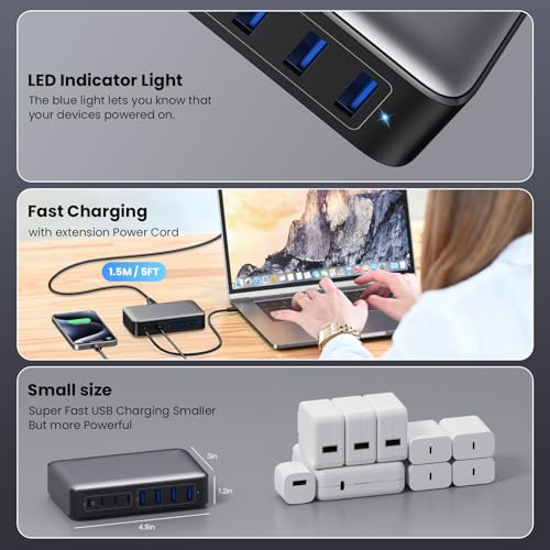 USB C Charger 105W USB C Charger Block,Upgraded GaN III 8-Port Fast Charging Station Hub,PD 65W Laptop Charger Adapter Compatible with MacBook Pro/Air,DELL,Steam Deck,iPhone 15/14/13,Galaxy S23/22 etc