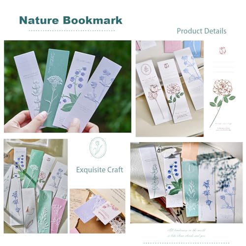 Doraking 20PCS Nature Flower Themed Paper Bookmarks for Book Lovers, Boxed Bookmarks Set as Gifts for Students