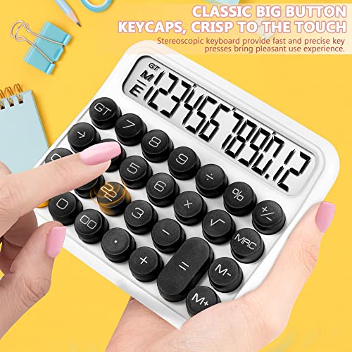 GUDTEKE Mechanical Switch Desktop Calculator - 12 Digit Large LCD Display, Big Button, Automatic Sleep, Battery Operated