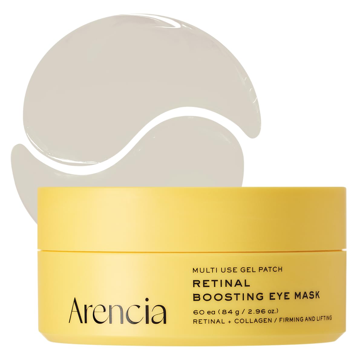 ARENCIA Retinal Boosting Eye Patch, Hydrogel Under Eye Mask with Peptides for Dark Circles, Puffiness, Fine Lines, 60 Patches, 2.96 oz