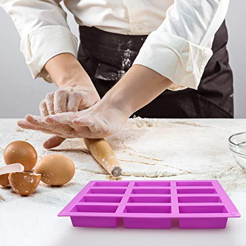 Palksky (2 Pack 12 Cavity Medium Narrow Silicone Rectangle Molds/Molds/Protein Bars mold/Energy Bars Maker for Caramel Bread Loaf Muffin Brownie Cornbread Cheesecake Pudding Soap Butter Mould