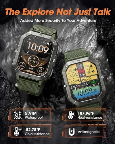 Military Smart Watches for Men (Answer/Make Calls), 2.02'' Fitness Smart Watch for Android and iPhone, Waterproof Fitness Tracker with Blood Pressure/Heart Rate/Sleep/100+ Sport Modes, Watches for Men