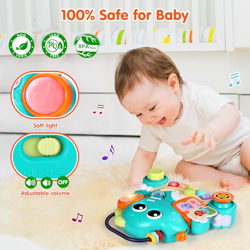 WITALENT Baby Toys 6-12 Months Dinosaur Piano Music Light Up Toys for 1 Year Old Boys Girls Infant Toys for 7 8 9 10 12 18 Months Interactive Piano Keyboard Toys Baby Christmas 1st Birthday Gifts