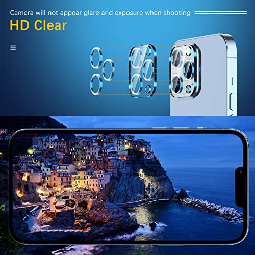 UniqueMe [3 Pack] Camera Lens Protector Compatible with iPhone 13 Pro 6.1" / 13 Pro Max 6.7" Tempered Glass,[Case Friendly][New version][Scratch-Resistant][Easy Installation] -Sierra Blue