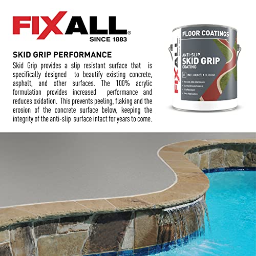 FIXALL Skid Grip Anti-Slip Coating, 1 Gallon, Camel, Exceeds ADA Standards, Ideal for Safety Areas, Slip-Resistant Pavement, Cement & Concrete Paint