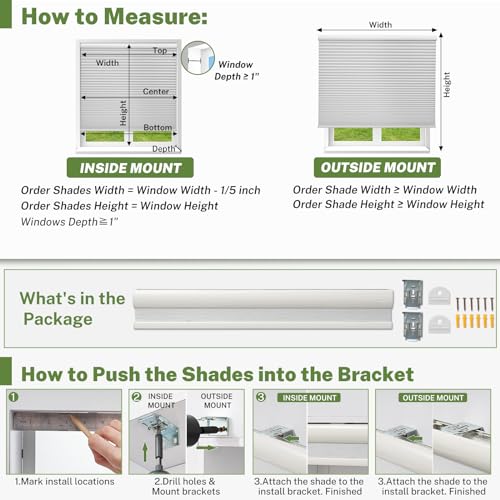 MiLin Cordless Cellular Shades 1.5" Cellular Blinds for Indoor Window Pull Down Honeycomb Blinds Thermal Insulated Window Shades for Home, Office, Bedroom (Light Filtering-Creamy, 34" W x 48" H)
