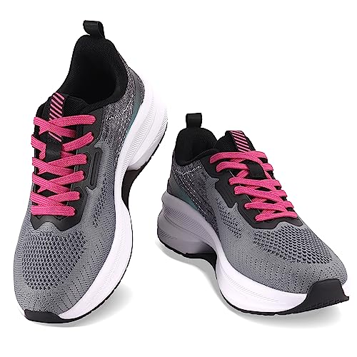 QUINMOK Womens Road Running Sneaker Non-Slip Jogging Fitness Athletic Tennis Trail Lightweight Workout Soft Breathable Deodorant Exercise Rubber Training Shoes