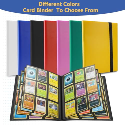 Card Binder,360 Pockets Trading Card Holder Book, Premium PU Cover Zip Folder Binder, Side Loading Carrying Case Binder Album for TCG, MTG,Sports Cards, Game Cards (Red)