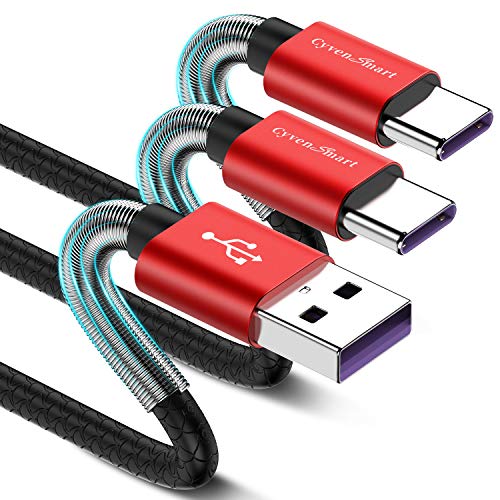 CyvenSmart USB Type C Cable 3ft, [2 Pack] USB A 2.0 to USB-C Fast Charger Durable TPE Cord Compatible with Samsung Galaxy A10/A20/A51/S10/S9/S8 Plus/Note 9/8,LG V50 V40 G8 G7 Thinq-Red
