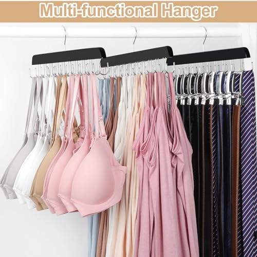 TOPIA HANGER Bra Hanger for Closet, Tank Top Hangers 20 Hooks Capacity Foldable Wood Space Saving Hangers Closet Organizer for Tank Top, Bra, Scarf, Belt, Tie etc - CT46B