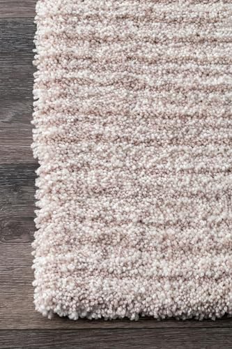 nuLOOM Drey Striped Shag Area Rug - 4x6 Shag Area Rug Casual Blue/Ivory Rugs for Living Room Bedroom Dining Room Nursery