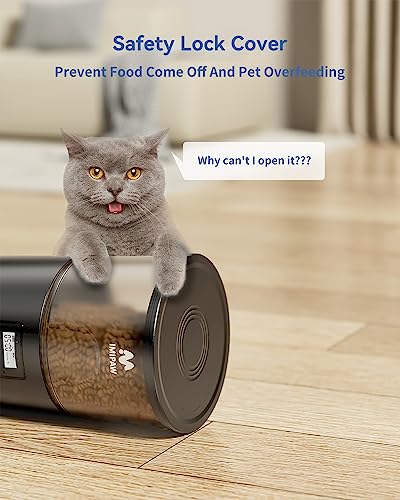 IMIPAW Automatic Cat Feeder, 3L Timer Controlled Dry Food Dispenser for Pets, 1-6 Meals Per Day, Dual Power Supply, Programmable Portion Size, Black