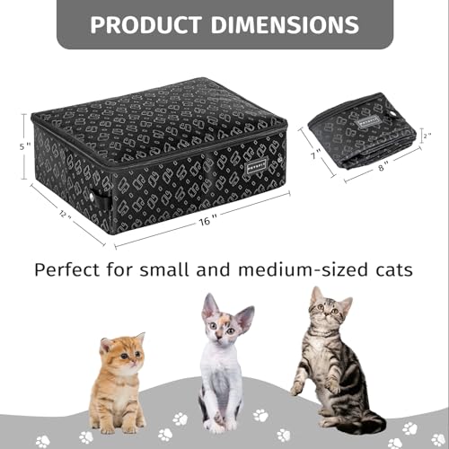 Petsfit Portable Cat Crate with Litter Box and Soft Cushion Cat, Collapsible Pop Up Cat Kennel with Carrying Bag for Travel