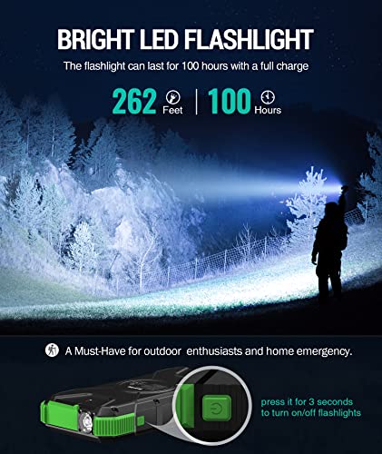 BLAVOR Solar Power Bank, PD18W QC3.0 Fast Charging 10W Wireless Charger 20000mAh Solar Powered Powerbank with Type C Input/Output, IPX5 Waterproof, Camping Flashlight, Compass, Carabiner