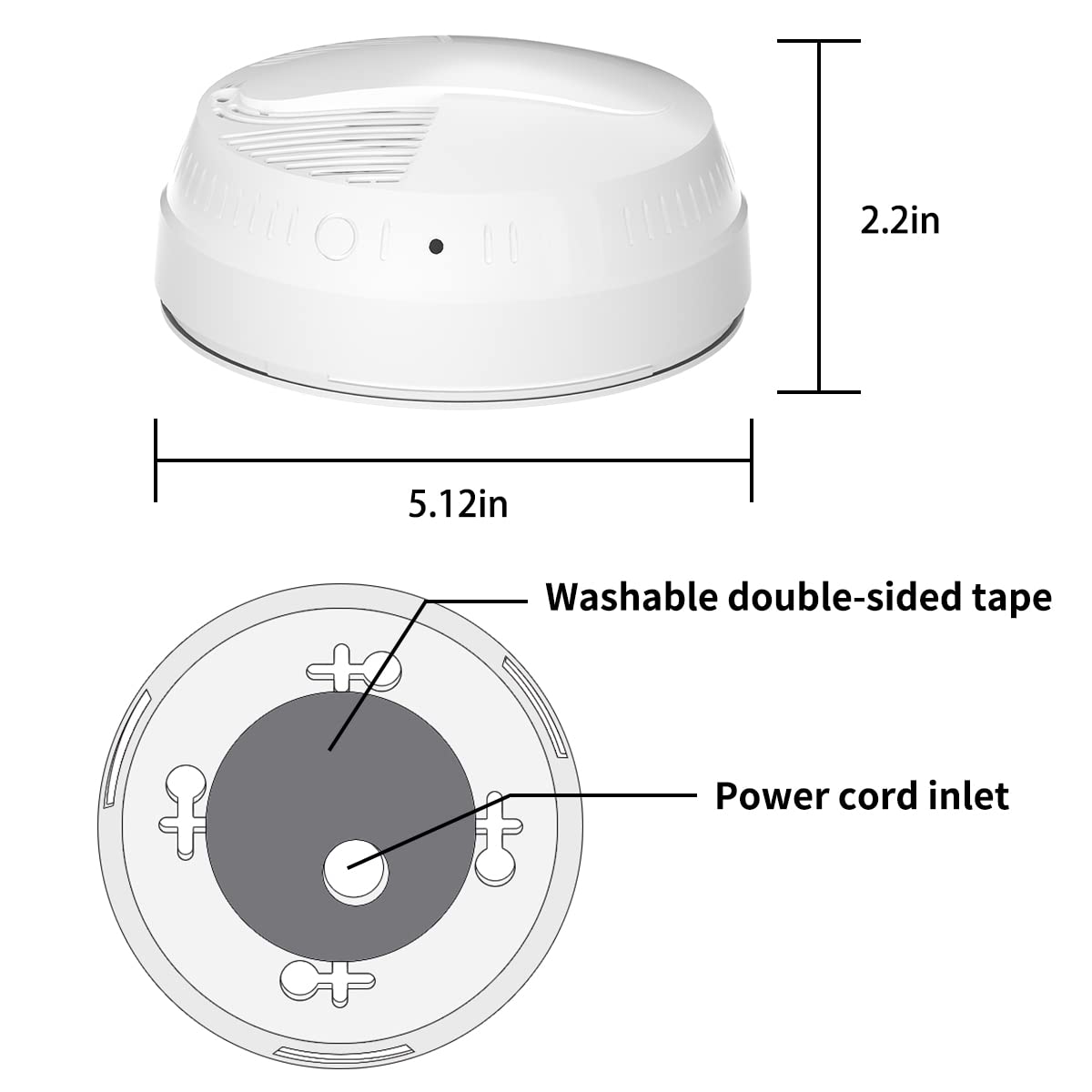 LIZVIE 10000mA Smoke Detector Camera, WiFi Camera with Motion Detection Alert Push Night Vision, Indoor Security Camera