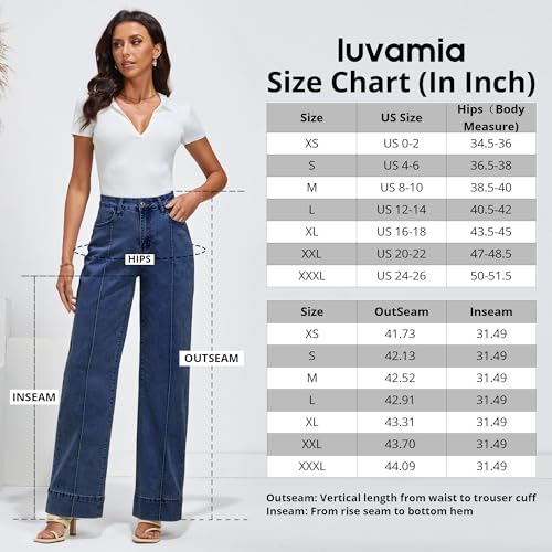 luvamia High Waisted Jeans for Women Blue Pants Women Womens Wide Leg Pants Wide Leg Jeans Women High Waisted Baggy Jeans Wide Leg Jeans for Women High Waist Size Small Size 4 6