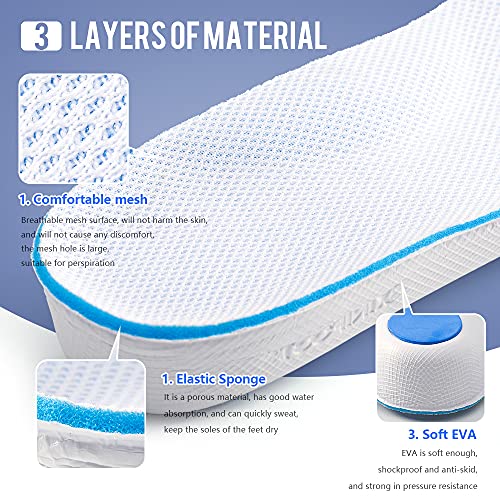 Height Increase Insole Arch Support Breathable Shoe Insoles Heel Lift Inserts Elevator Insoles for Men (1.5cm Height)