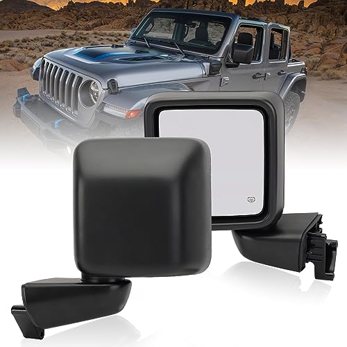 MOFOAP Driver Side Mirror for 2018-2023 Jeep Wrangler JL/2020 2021 2022 2023 Gladiator JT,Mirror Assembly with Heated,Manual Folding Without Turn Singal/Blind Spot,Replace 68281890AE 68281890AB