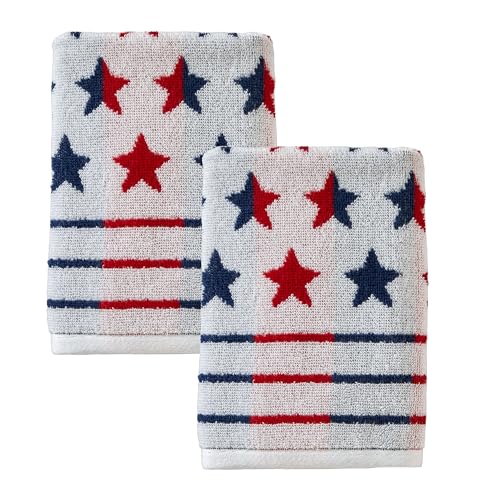 SKL Home Patriotic 4th of July America Script Hand Towel Set, Navy