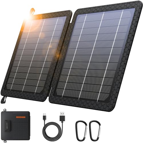 GOODaaa 10W Portable Solar Charger with Dual USB Outputs Super Handy Foldable Size 24% High Conversion Efficiency Solar Panels, Waterproof & Dustproof & Shockproof, Wide Compatibility