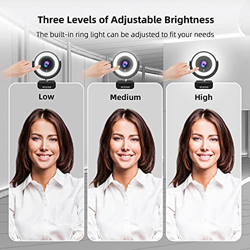 NexiGo N660E (Gen 2) 1080P Webcam with Ring Light, Adjustable Brightness, Magnetic Privacy Cover, Dual Noise Reduction Mics, for Zoom Skype Teams, Black (Renewed)