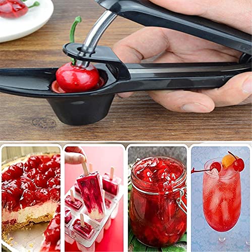 Cherry Pitter Tool, Cherry Core Remover, Olive Pitter Remover, Stoner Corer Tool, Heavy-Duty Cherry Seed Remover with Lock Design, Fruit Core Remove Tool for Making Cherry Jam/Cake/Ice Cream (Black)