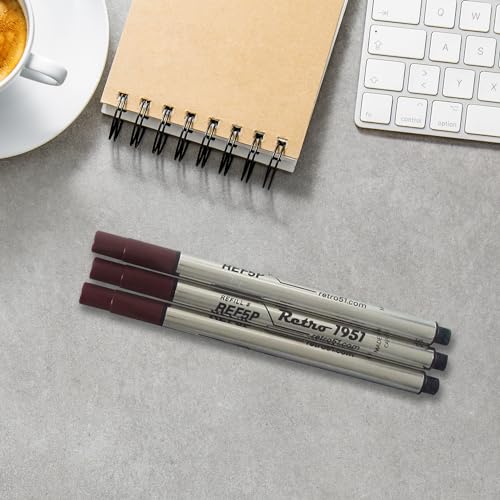 Retro 51 Tornado Rollerball Refill Black 3-Pack - Premium German Ink, Smooth Writing, Compatible with Tornado Pens