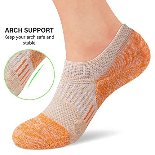 Amutost No Show Socks Womens Athletic Cushion Ankle Footies Low Cut 5-6 Pairs