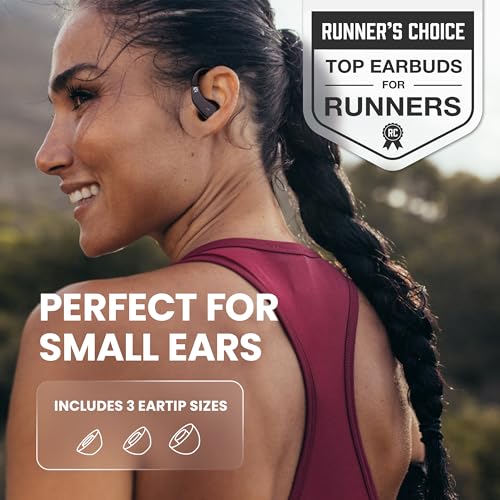 Runner 40 - Secure-Fit Wireless Earbuds for Small Ears, Running Bluetooth Earbuds for Women and Men, Deep Bass Wrap Around Earbuds for Small Ear Canals with EarHooks, Sweatprooof Over The Ear Earbuds