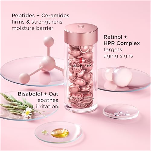 Elizabeth Arden Retinol + HPR Ceramide Capsules, Anti-Aging Skin Renewing Serum, Skincare Gift for Women, Reduces Fine Lines & Wrinkles