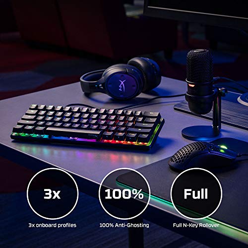 HyperX Alloy Origins 60 - Mechanical Gaming Keyboard - Ultra Compact 60% Form Factor - Linear Red Switch - Double Shot PBT Keycaps - RGB LED Backlit - NGENUITY Software Compatible - Pink