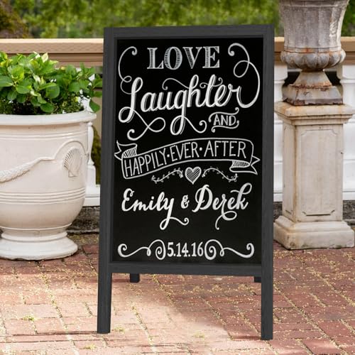 TEAKMAMA Extra Large Wooden 40x22 Chalkboard, Double-Sided Sidewalk A Frame Chalkboard Sign, Sturdy Sandwich Board for Restaurant, Business or Wedding,Black