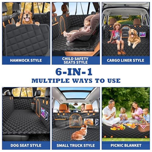 Back Seat Extender for Dogs, Large Space, Hard Bottom Car Seat Cover for Dogs, Waterproof Back Seat Pet Cover for Dogs, Dog Hammock for Car, Backseat Dog Protector for Dogs in Car SUV (Black)