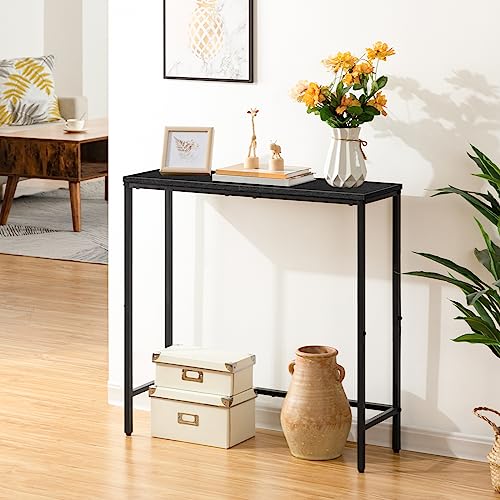 HOOBRO Narrow Console Table, 29.5" Small Entryway Table, Thin Sofa Table, Side Table, Display Table, for Hallway, Bedroom, Living Room, Foyer, Black BK75XG01