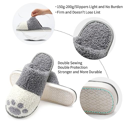 SINNO Cute Animal Slippers for Women Indoor Outdoor Memory Foam House Slippers Soft Warm Cozy Fuzzy Bedroom Non-Slip Shoes Christmas Gift ladies Slippers