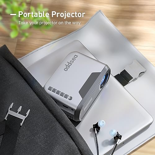 Mini Projector with WiFi, Oddsea Portable Projector for Home Theater, 1080P Supported Movie Projector for Outdoor Use, Compatible with iPhone, Android Phone, Laptop, USB, TV Stick