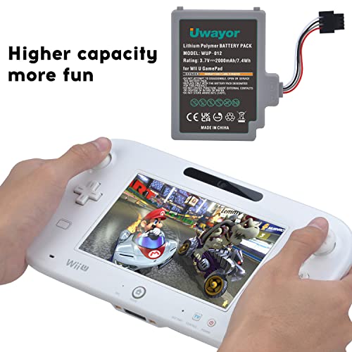 Uwayor 6600mAh Wii U Gamepad Battery, Rechargeable Battery for Nintendo Wii U Gamepad WUP-001 WUP-010 WUP-012 with Screwdriver