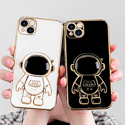 Pepmune for iPhone 15 Case, Cute 3D Astronaut Stand with [2 Screen Protector] [Camera Protection] Kickstand Shockproof Bling Silicone Soft Cover for Apple iPhone 15 Phone Case, Blue